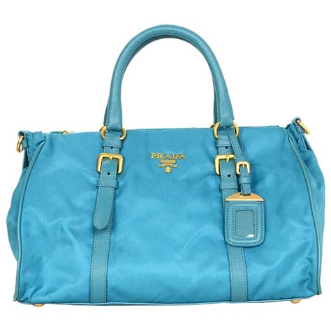 Prada Borsa A Mano Handbag Turquoise / Blue Tessuto + Soft 